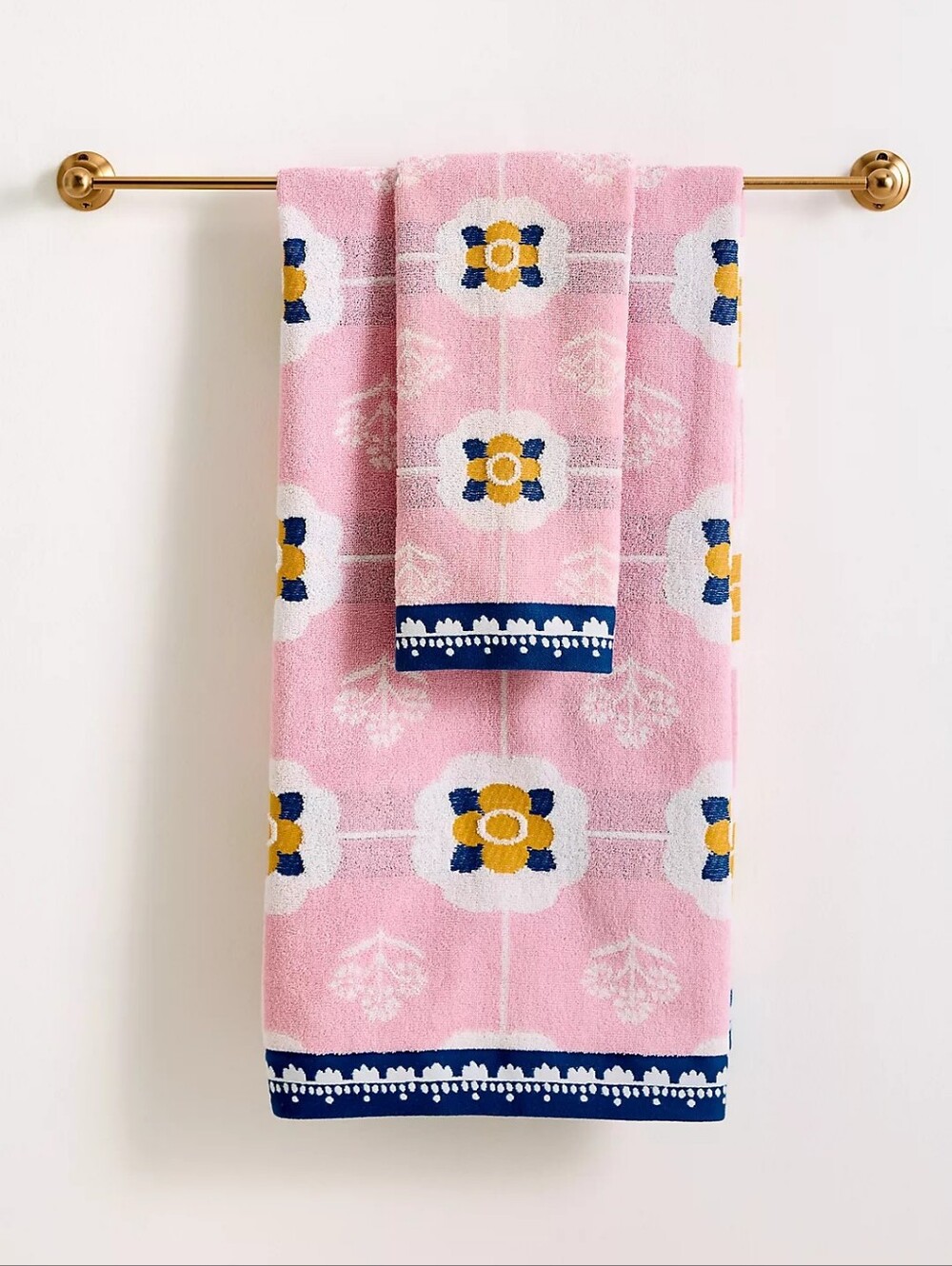 Anthropologie Flora Cotton Woven Floral Towel